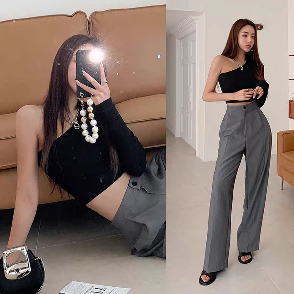 Slim Fit Korean Style Long Sleeve Crop Top For Women