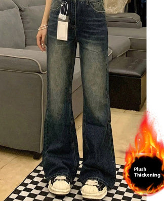 Retro Blue Plus Ukuran Skinny Jeans untuk Wanita