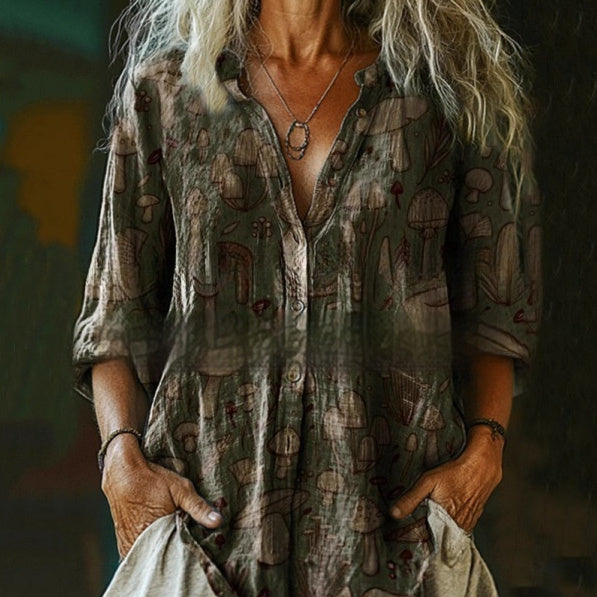 European And American Women's Casual Floral Shirt