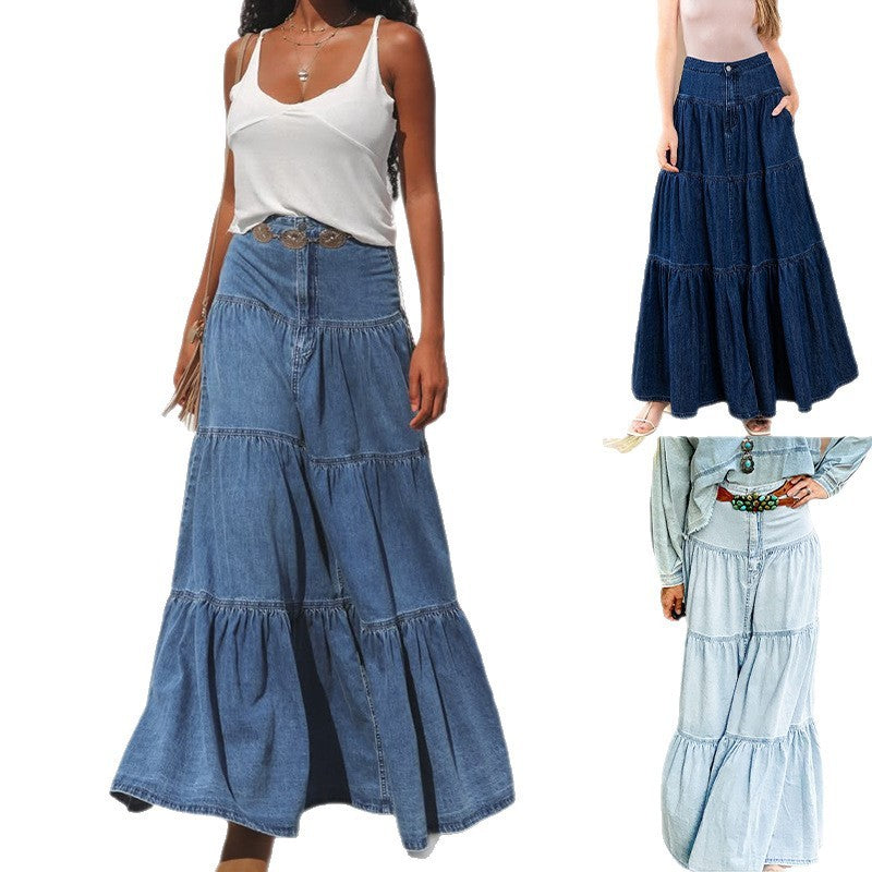 Low Taille Delessed Denim Rock für entspannte Urlaub