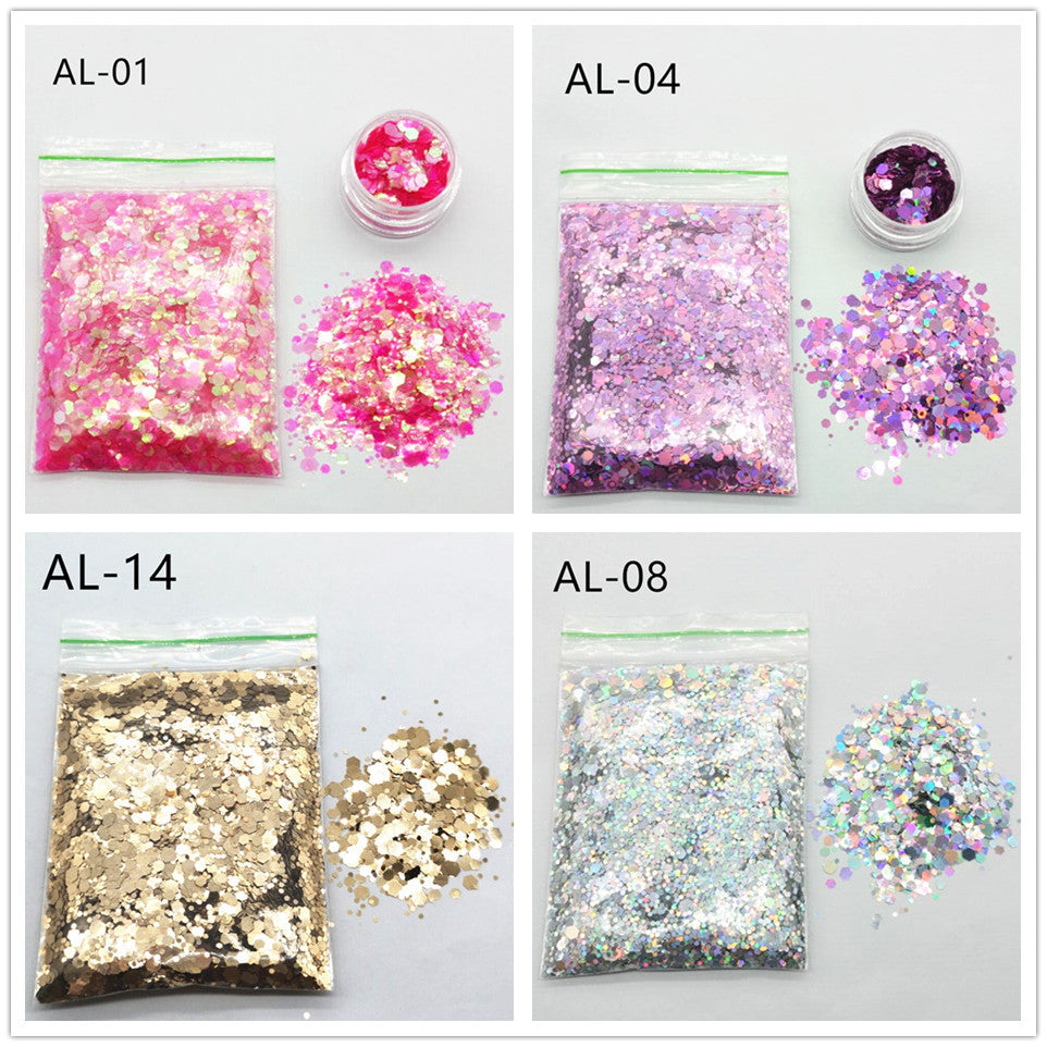 Glittery pailletten nagelpoeder voor nail art en decoratie