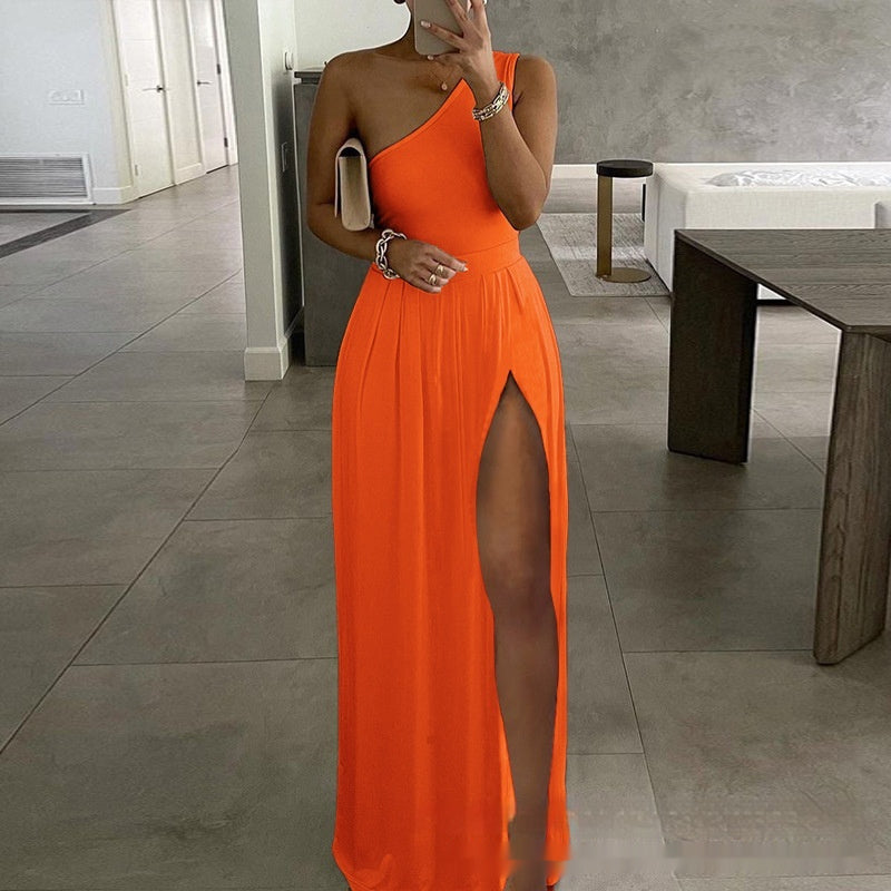 Mutiges solides Color Casual Kleid mit stilvoller Persönlichkeits -Twist