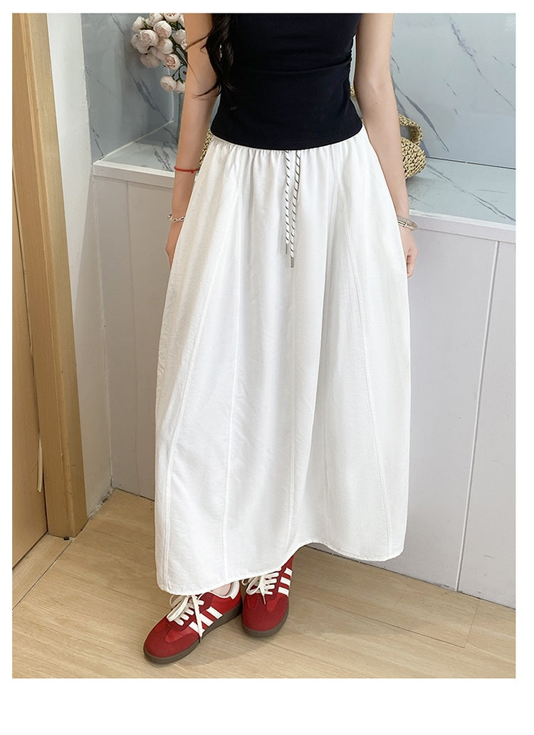 High Waist Ice Silk A-Line Skirt For Plus Size Workwear