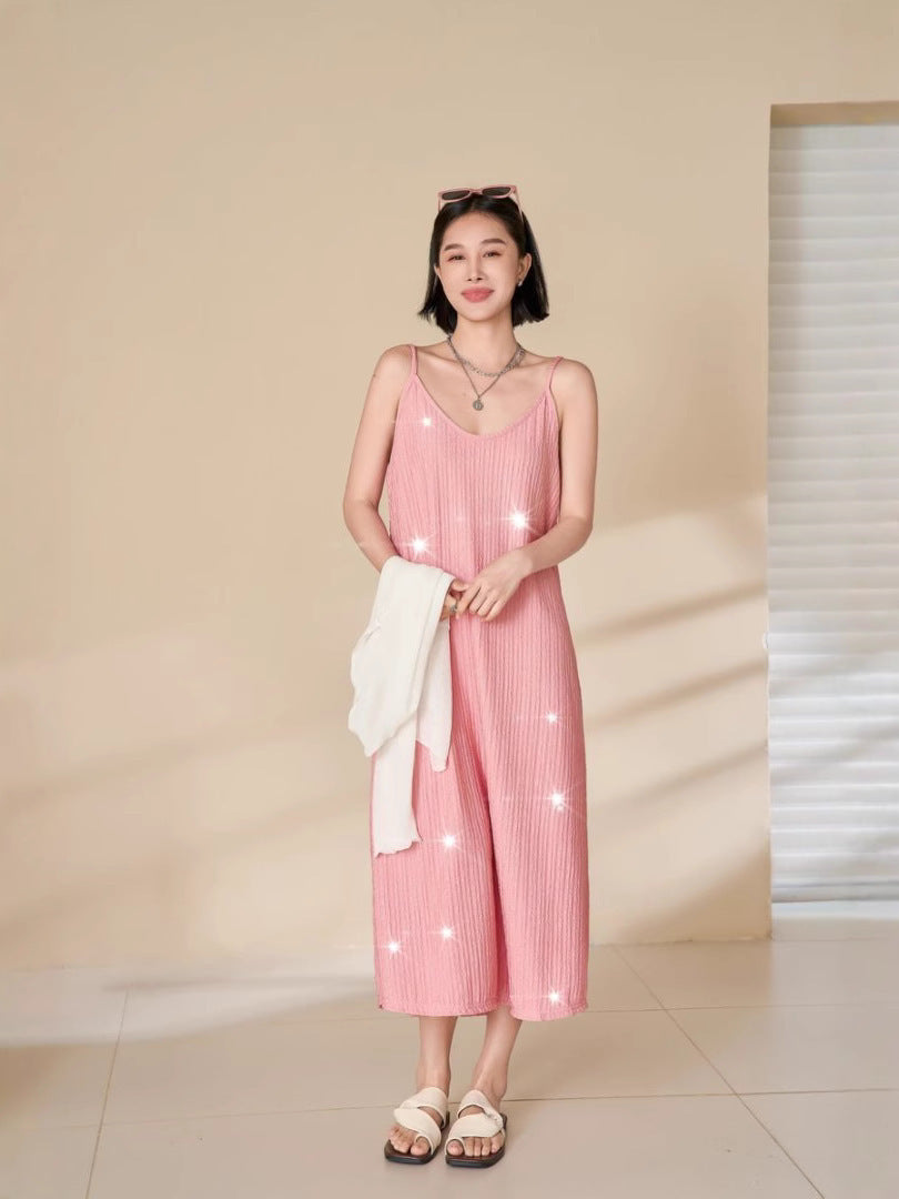 Sequin Pleated Cami Dress with Elegant Temperament Silhouette