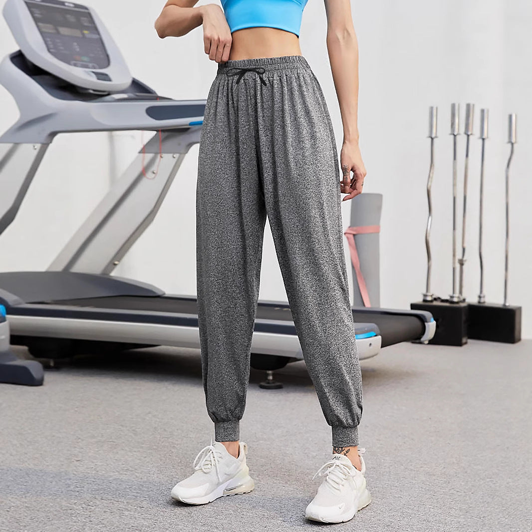 High-waisted Versatile Loose Casual Pants With Cuffed Ankles For Slimming Fitness Sports Trousers