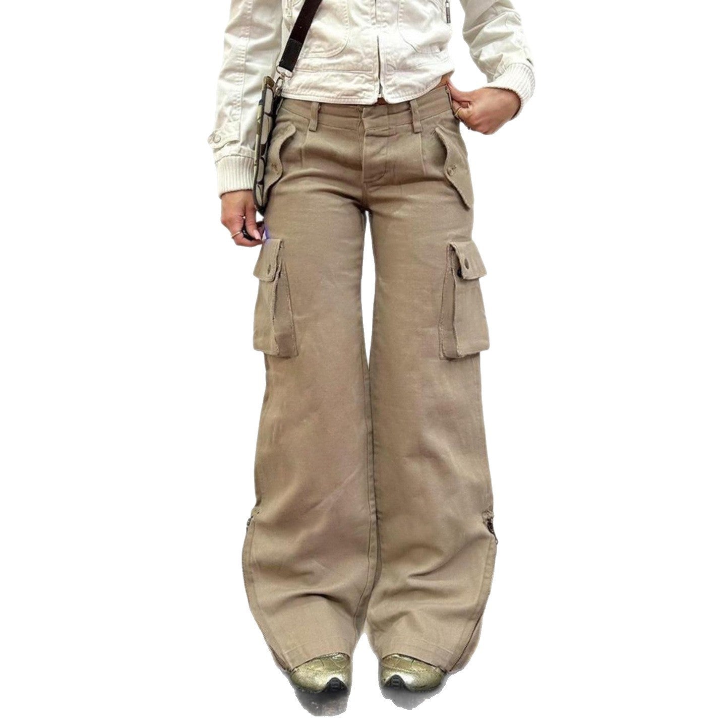 American Worn-Look Washed Denim Jeans for Street Style-Khaki-Theone Apparel