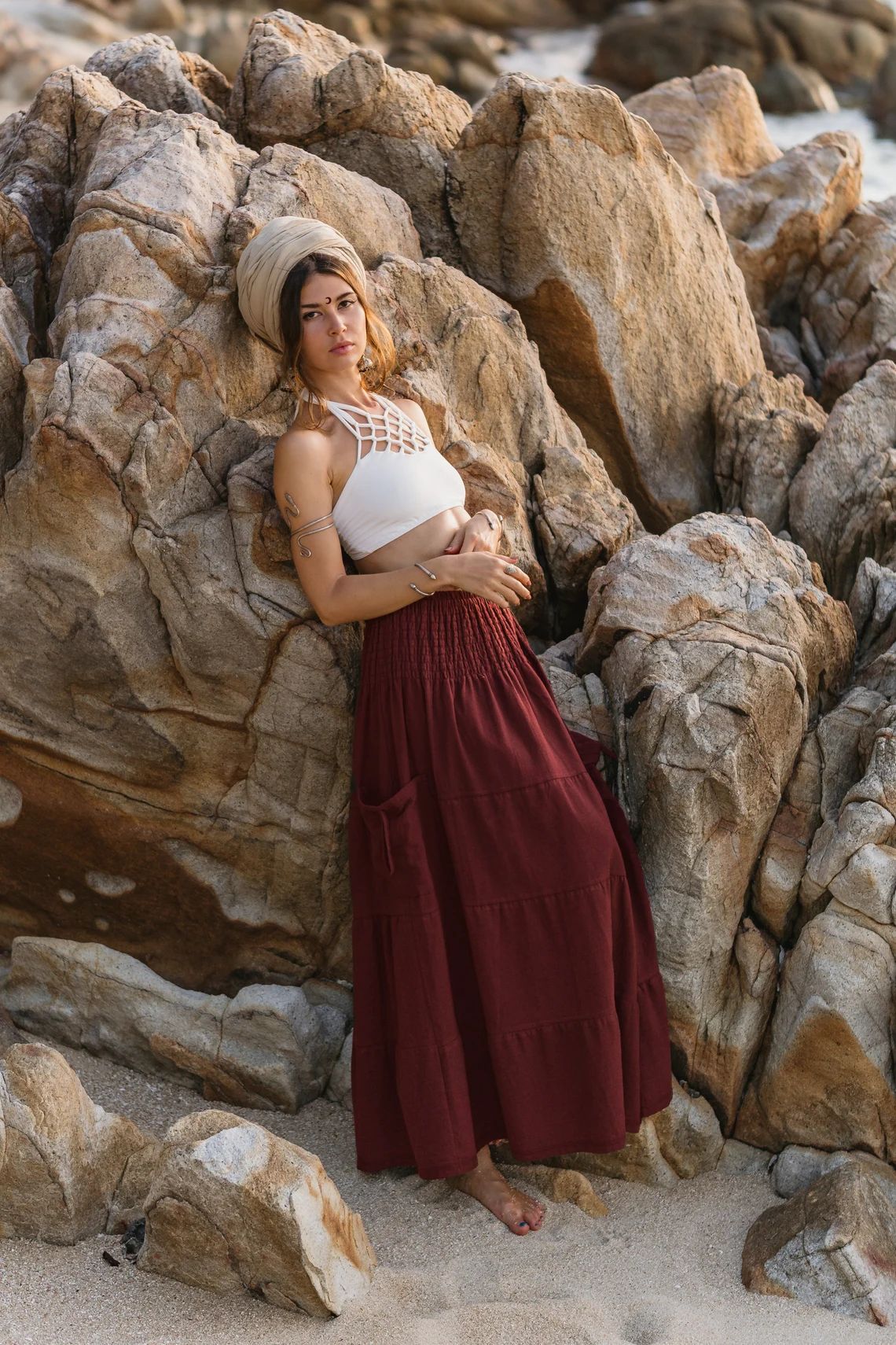 Bohemian Loose Solid Skirt For Relaxed Everyday Comfort-Theone Apparel