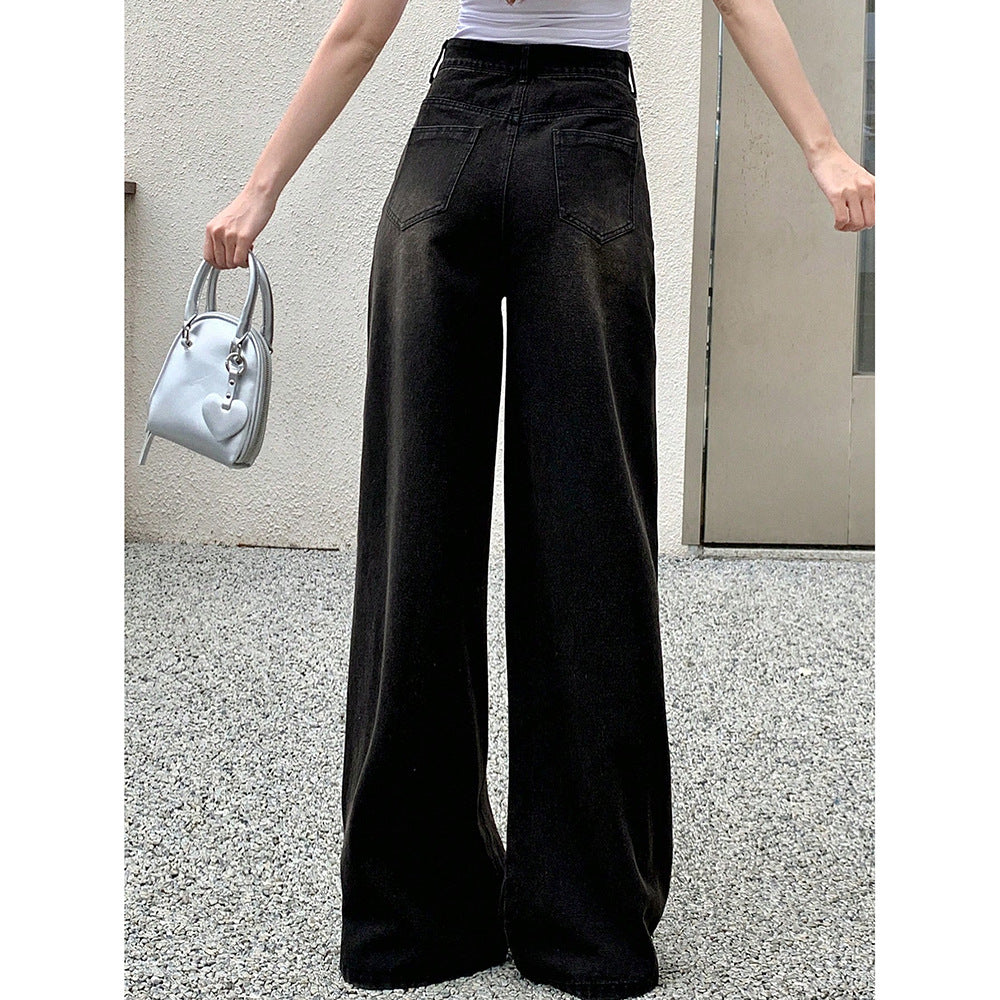 Jeans de pernas largas retrô de marca para declarações de rua modernas