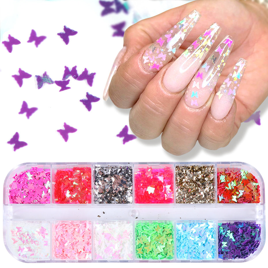 Butterfly Sticker Square Blunt False Nails Set-Theone Apparel