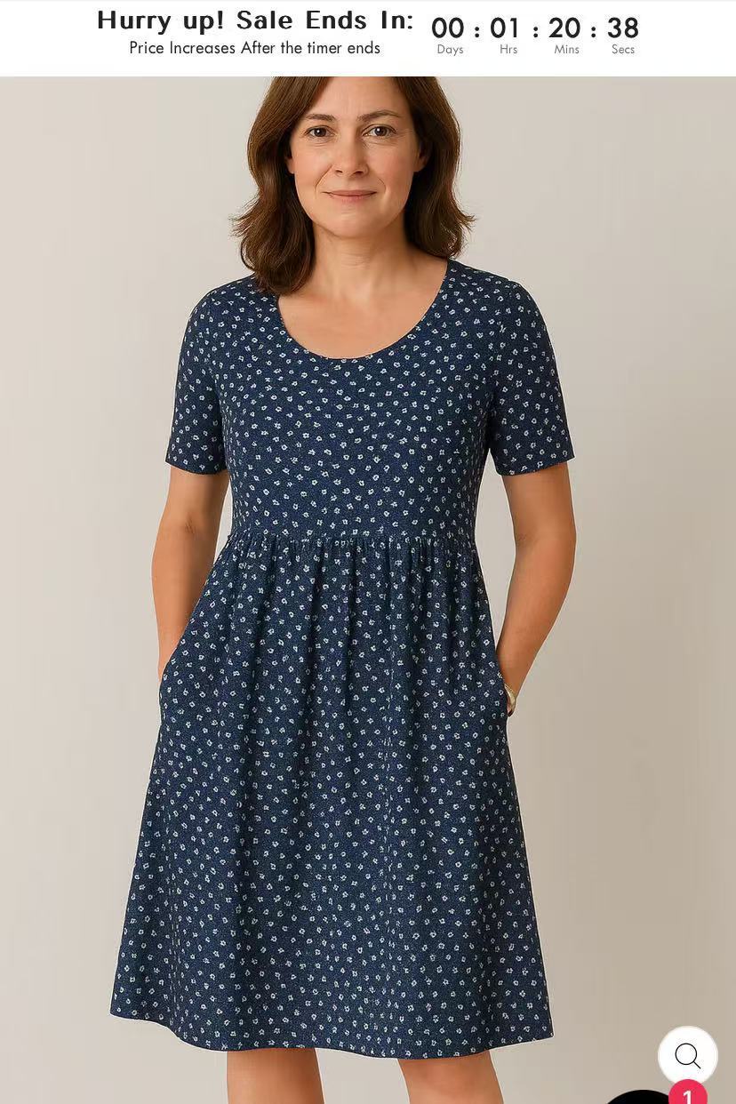 Casual T-Shirt Dress with Round Neck, Pockets, and Stitch Detailing-Style 5-Theone Apparel