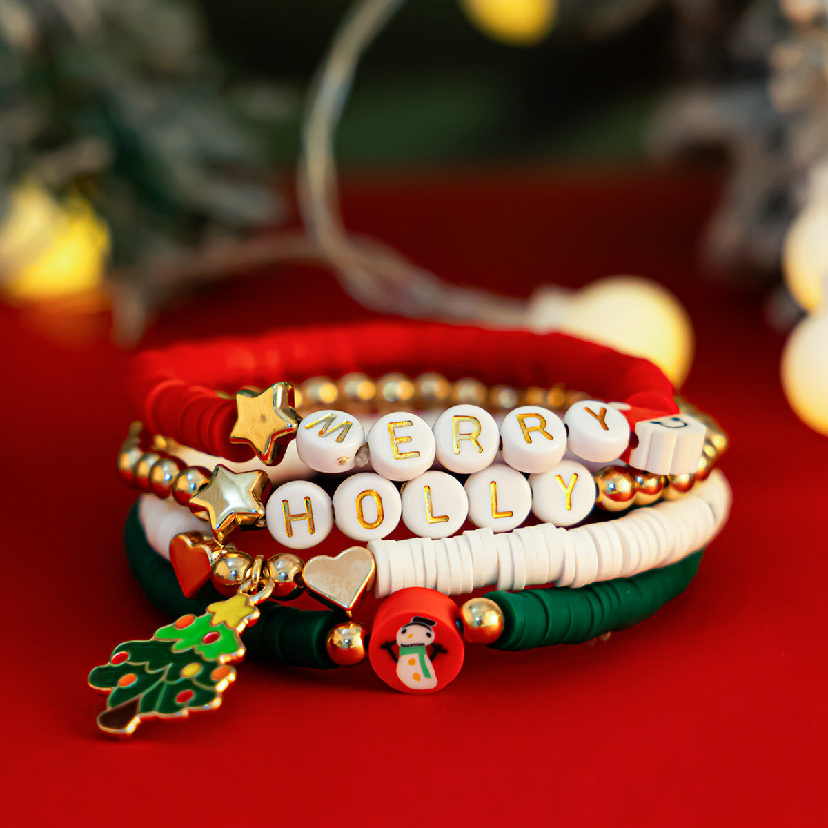 Kerstmis- en dames polymeerklei kralenarmband ingesteld in diverse stijlen