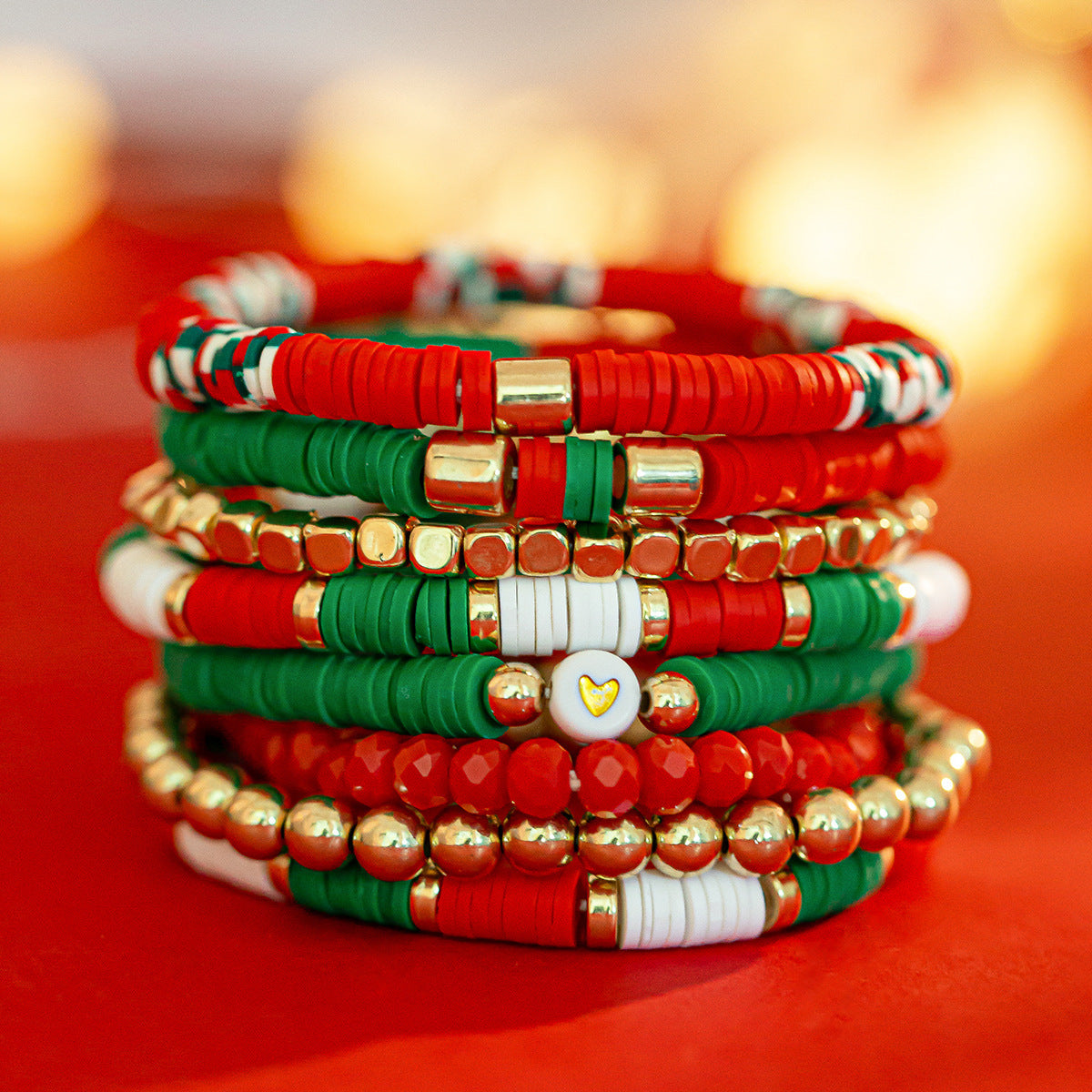 Kerstmis- en dames polymeerklei kralenarmband ingesteld in diverse stijlen
