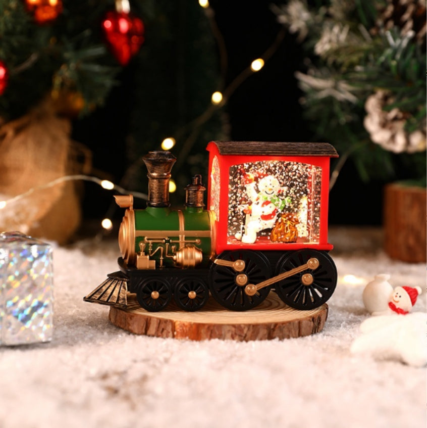 Christmas Themed Train Car Snowglobe with Glitter-Snowman Train-Theone Apparel