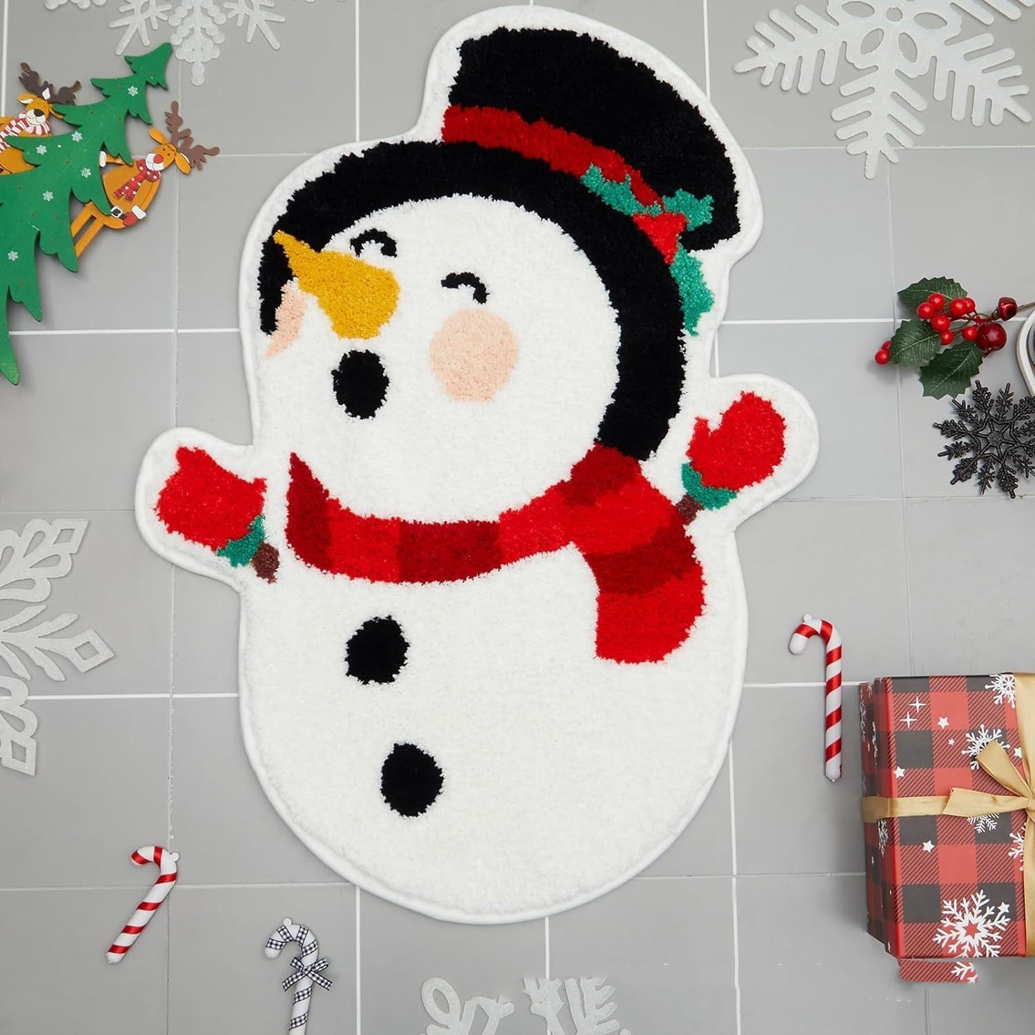 Christmas Tree Home Decoration Ultra Soft Themed Mat-Christmas Snowman-Theone Apparel