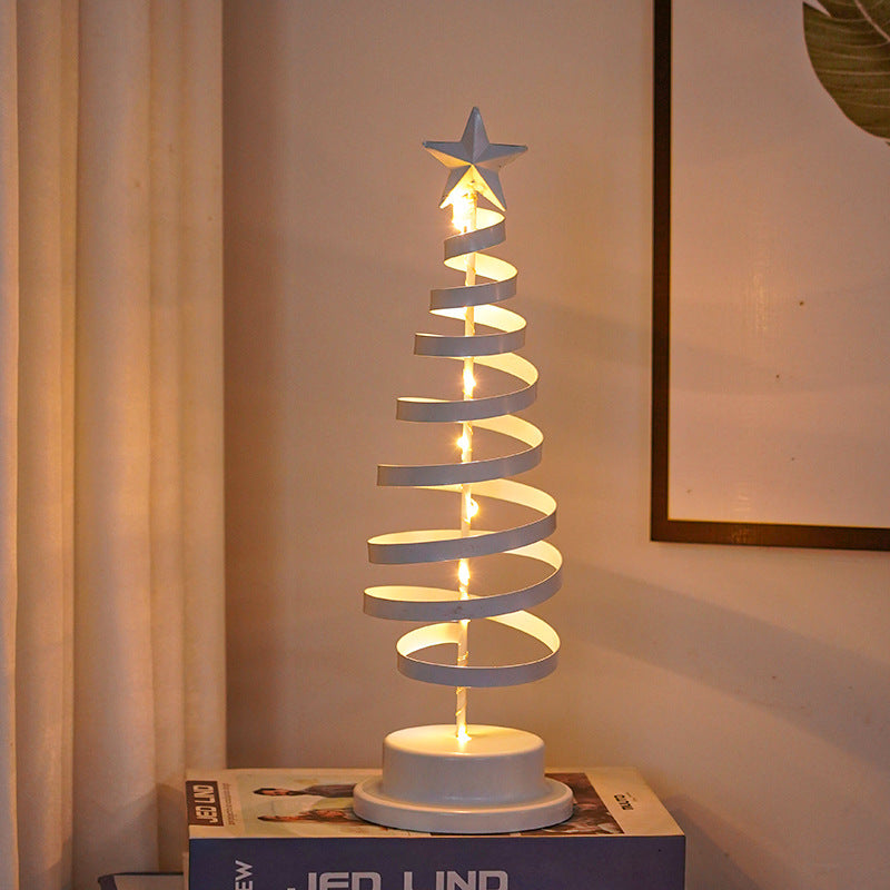 Contemporary Industrial Iron Wire Spiraling Light-Up Christmas Tree Decoration in Assorted Colors-Theone Apparel