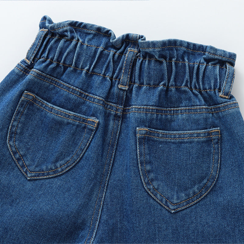 Jeans de jeans de garotas soltas de moda legal