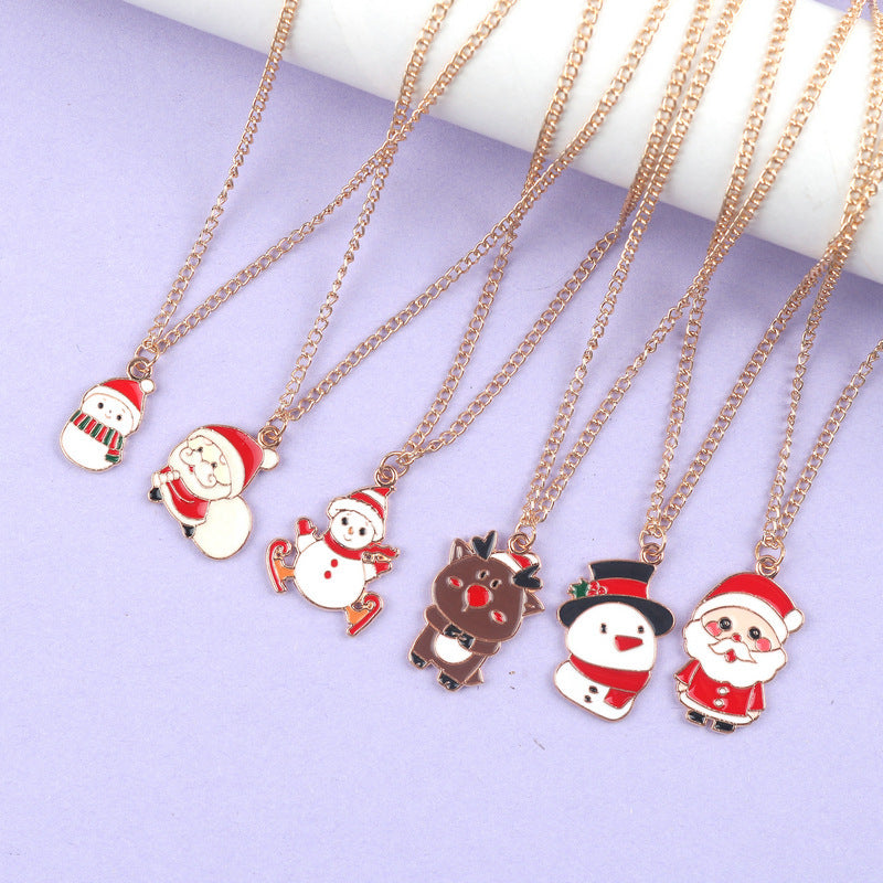Leuke kerstkarakter ketting hanglank ketting voor vrouwen en kinderen in diverse stijlen