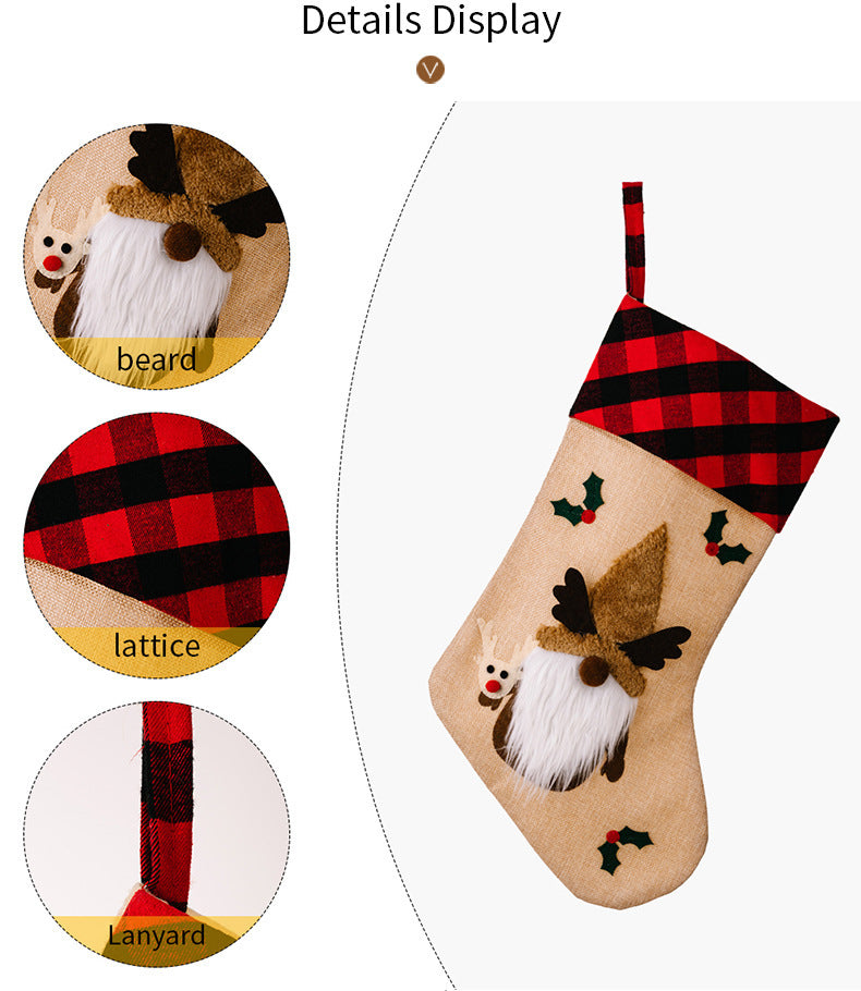 Cute Minimalist 3D Stocking with Red and White Checked Cuff-Theone Apparel