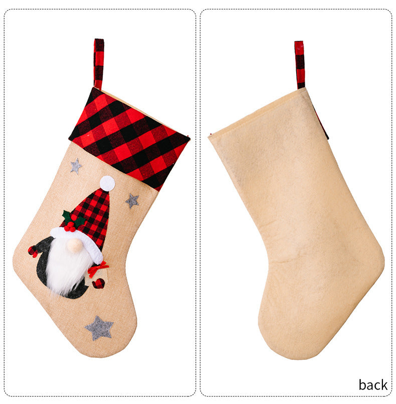 Cute Minimalist 3D Stocking with Red and White Checked Cuff-Theone Apparel