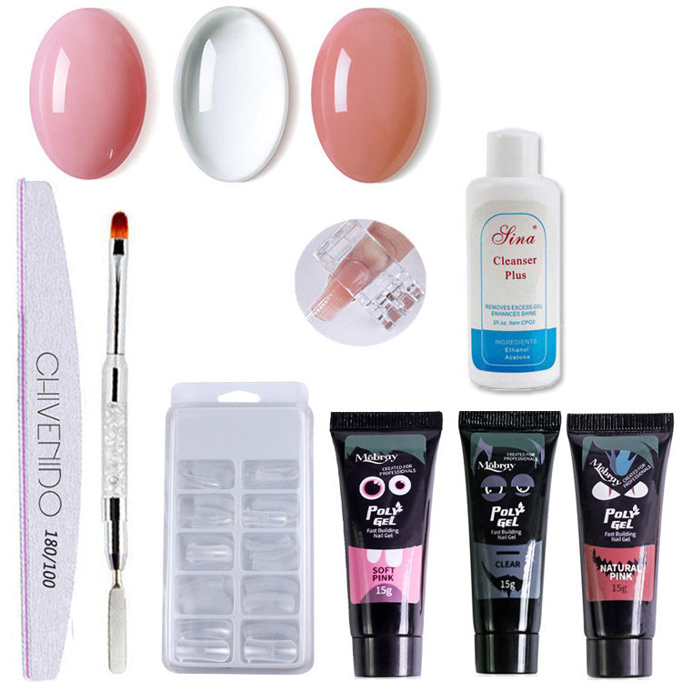 DIY At Home Manicure Set with Poly Gel, Cleanser, Tools and More-Theone Apparel