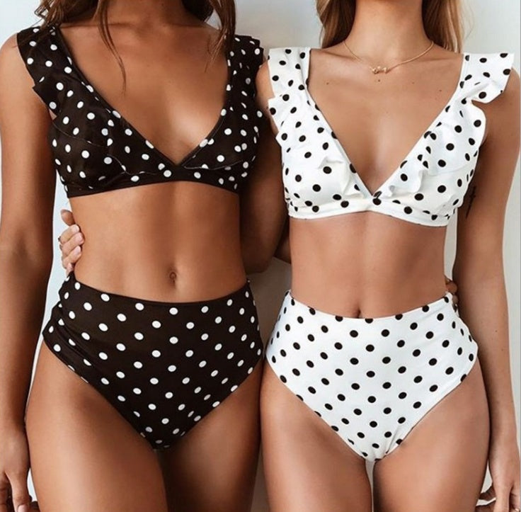 Baju renang Dot Border High-Waist For Floral For Vintage Charm