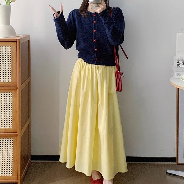 Elastic Waist Mid Length Skirt For Versatile Everyday Wear-Theone Apparel