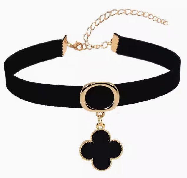 Elegante zwarte en gouden choker ketting