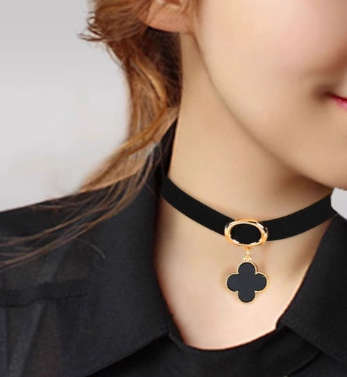 Elegante zwarte en gouden choker ketting