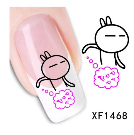 Floral and Botanical Black Nail Stickers for At Home Nails-XF1468-Theone Apparel