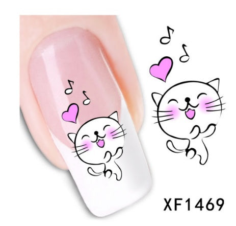 Floral and Botanical Black Nail Stickers for At Home Nails-XF1469-Theone Apparel
