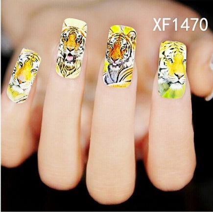Floral and Botanical Black Nail Stickers for At Home Nails-XF1470-Theone Apparel