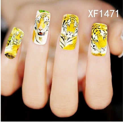 Floral and Botanical Black Nail Stickers for At Home Nails-XF1471-Theone Apparel
