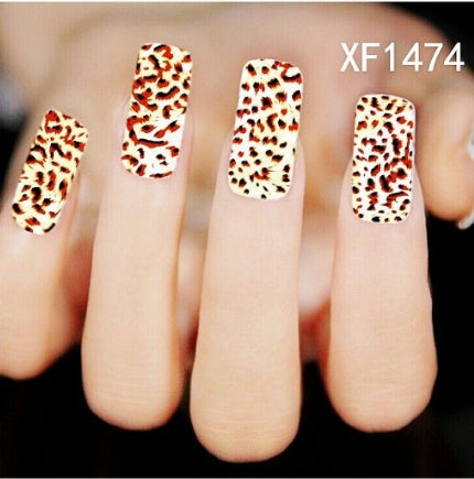 Floral and Botanical Black Nail Stickers for At Home Nails-XF1474-Theone Apparel