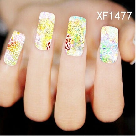 Floral and Botanical Black Nail Stickers for At Home Nails-XF1477-Theone Apparel
