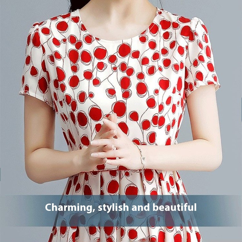 High-End Polka Dot Ice Silk Dress for Luxurious Summer Styling-Theone Apparel