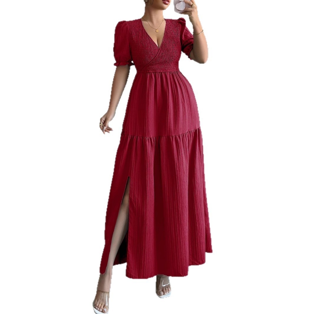 High-Sense Deep V-Neck Dress with Modern Luxe Appeal