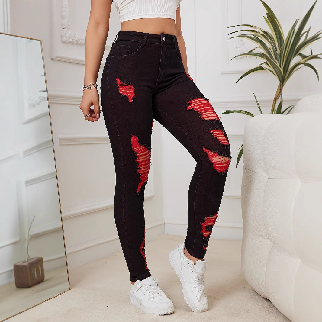 Hip-Hop-Stretch-Skinny-Pencil-Pants-for-Urban-Edge, Red, #color_red