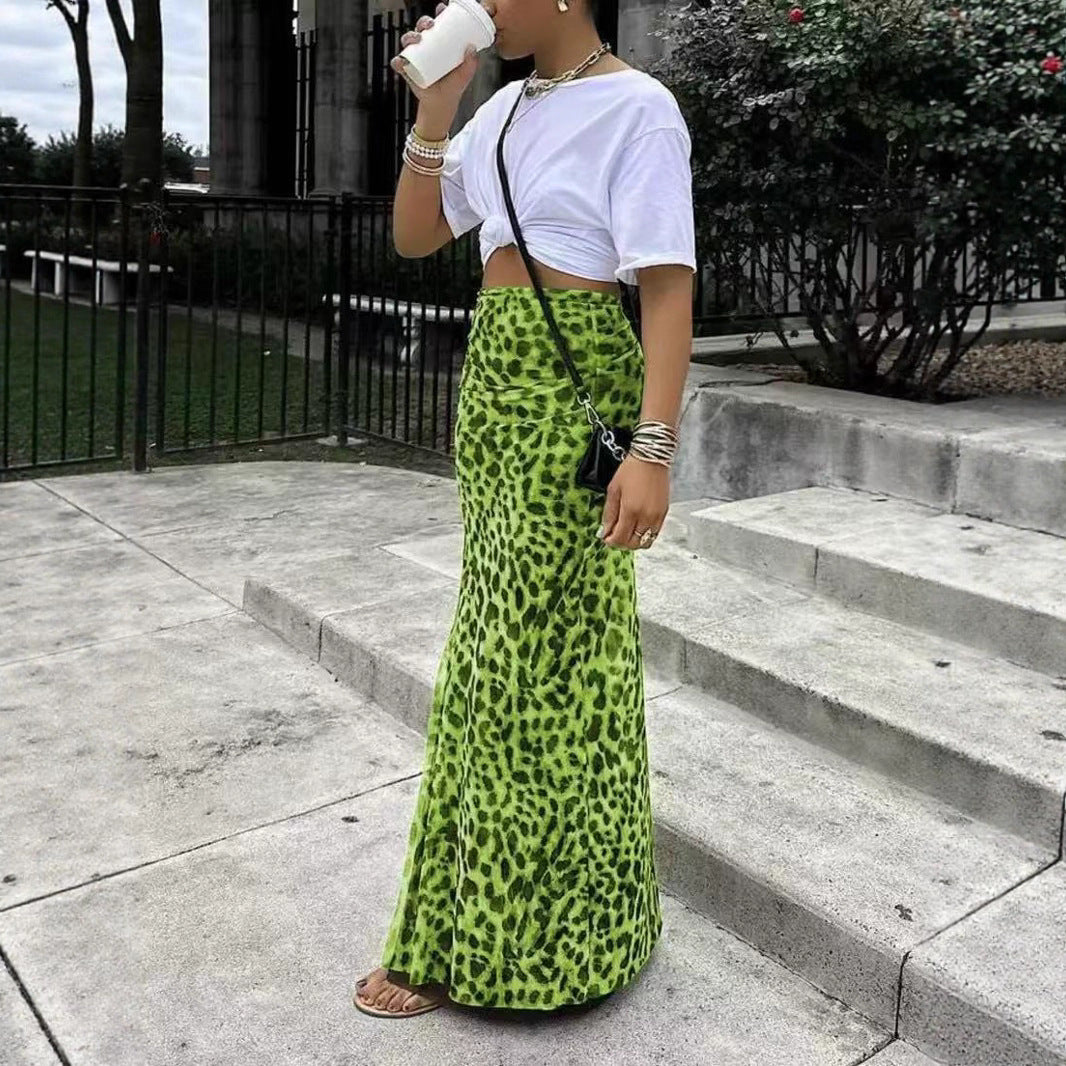 Leopard Print High Waist Skirt For Elegant Bold Looks-Theone Apparel
