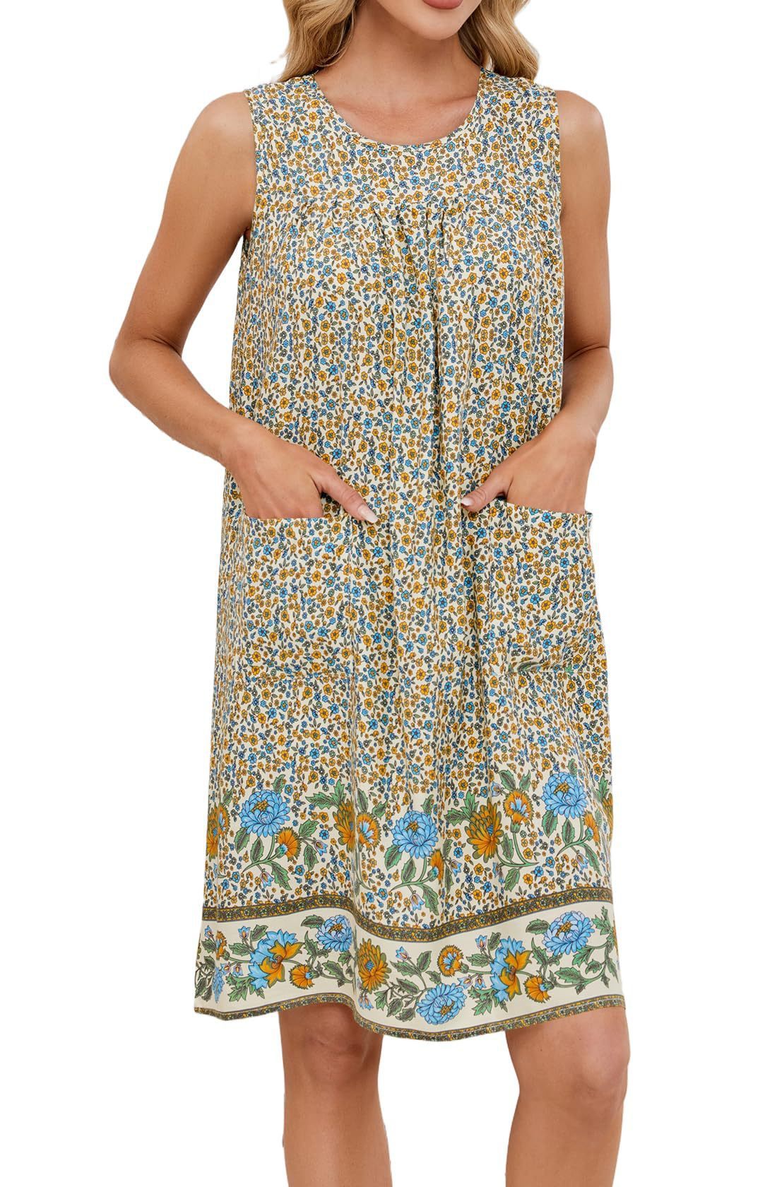 Light Green Floral Dress with Pockets and Chic Vibe-Yellow-Theone Apparel