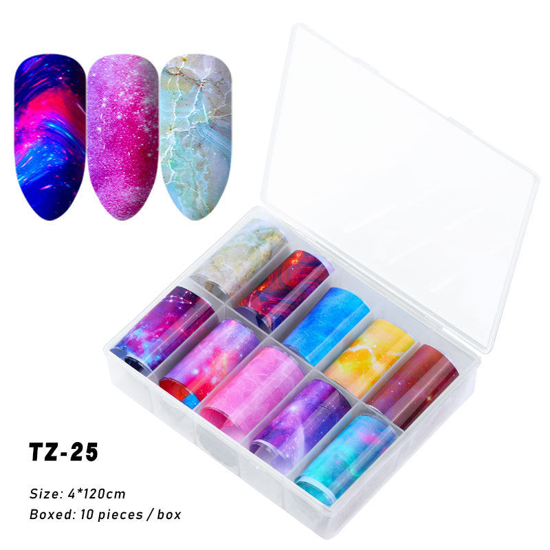 Multicolored and Multipatterned Nail Wraps 10 Piece Set-TZ25-Theone Apparel