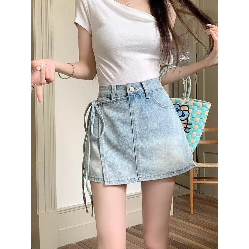 Shorts de jupe de jean haute taille pour tenues d'été ludiques