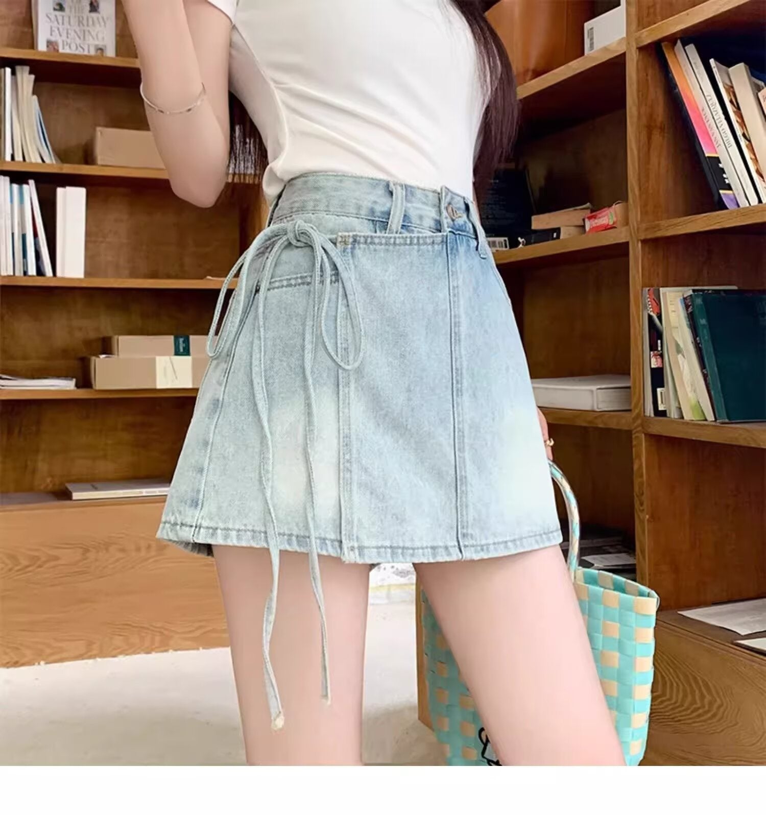 Hoge taille denim rok shorts voor speelse zomeroutfits