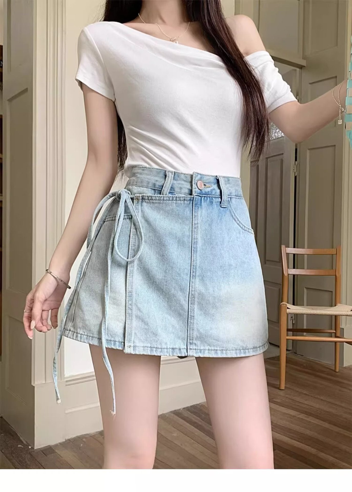 Hoge taille denim rok shorts voor speelse zomeroutfits