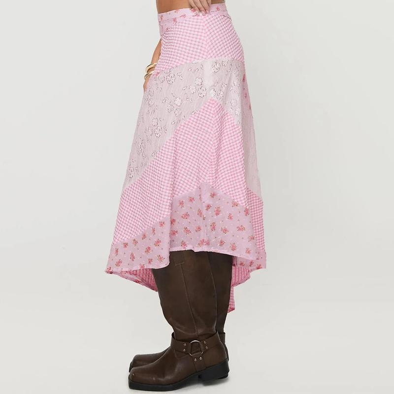Retro Low Taille Blumendruckrock für Vintage -Charme