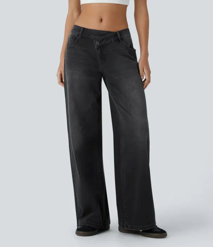High Waist Straight Jeans with European-American Flair