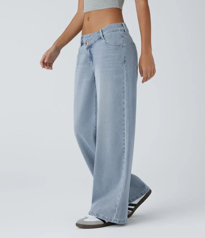 High Waist Straight Jeans with European-American Flair