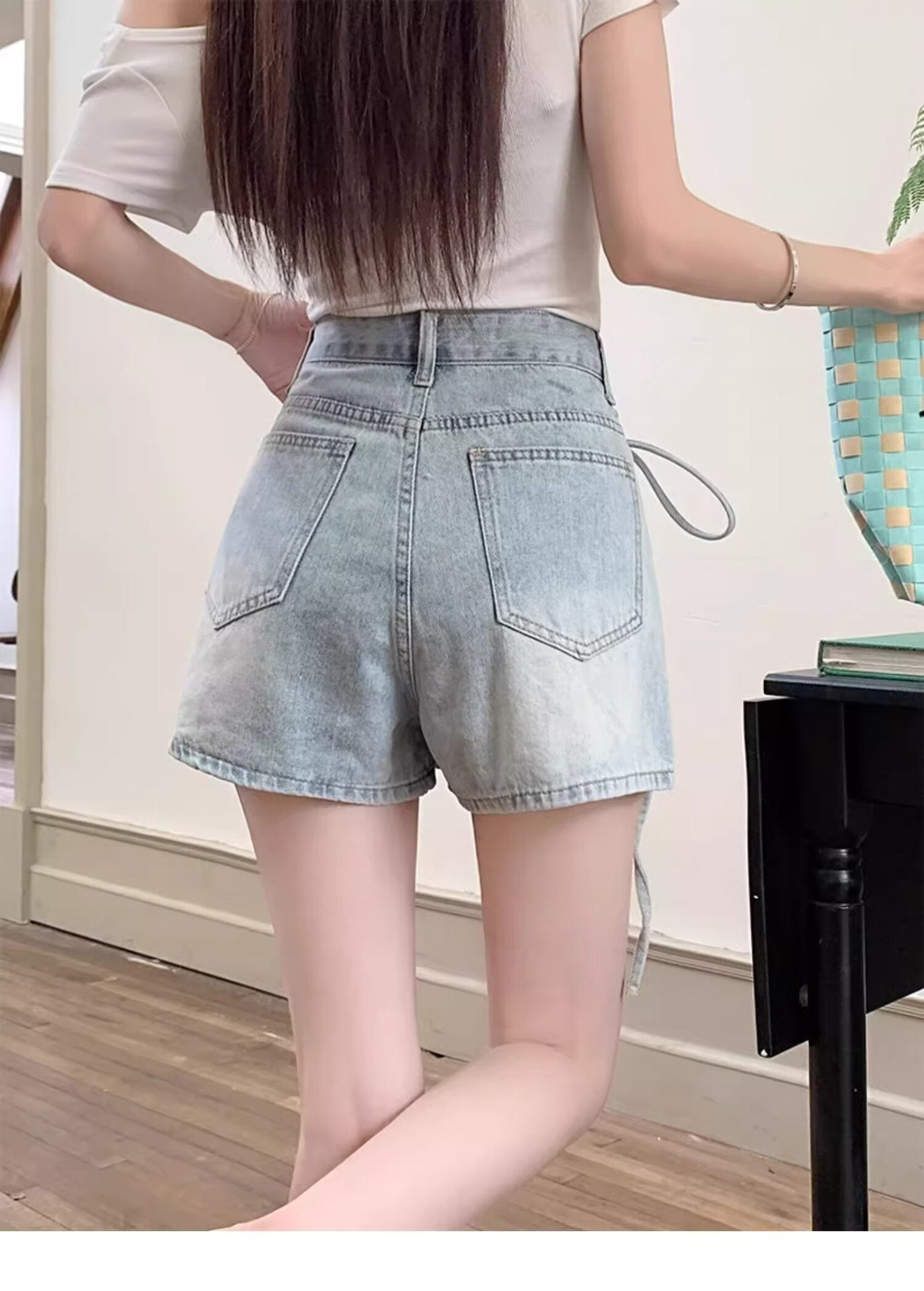Hoge taille denim rok shorts voor speelse zomeroutfits