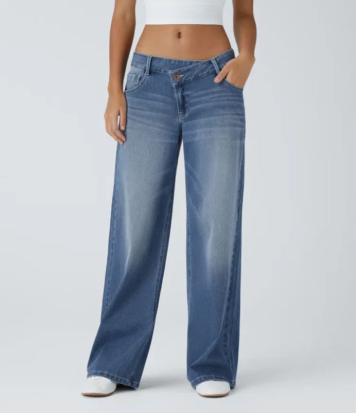 High Waist Straight Jeans with European-American Flair