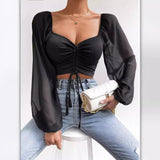 Women's Loose Fitting Billowy Sleeved Off the Shoulder Blouse