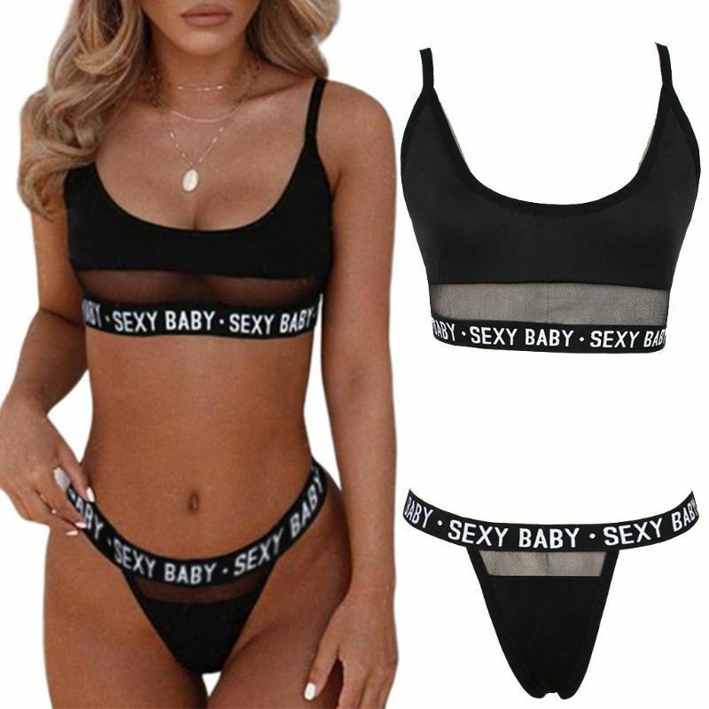 OpenWork Letter Split Bikini voor vetgedrukte mode -statement